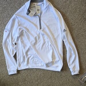adidas AEROREADY Men's White 1/4 Zip Mock Neck Pullover Lightweight XL Polyester